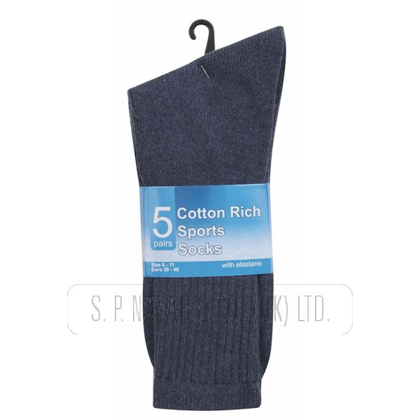 Men's Cotton Rich 5 Pair Pack Sport Socks