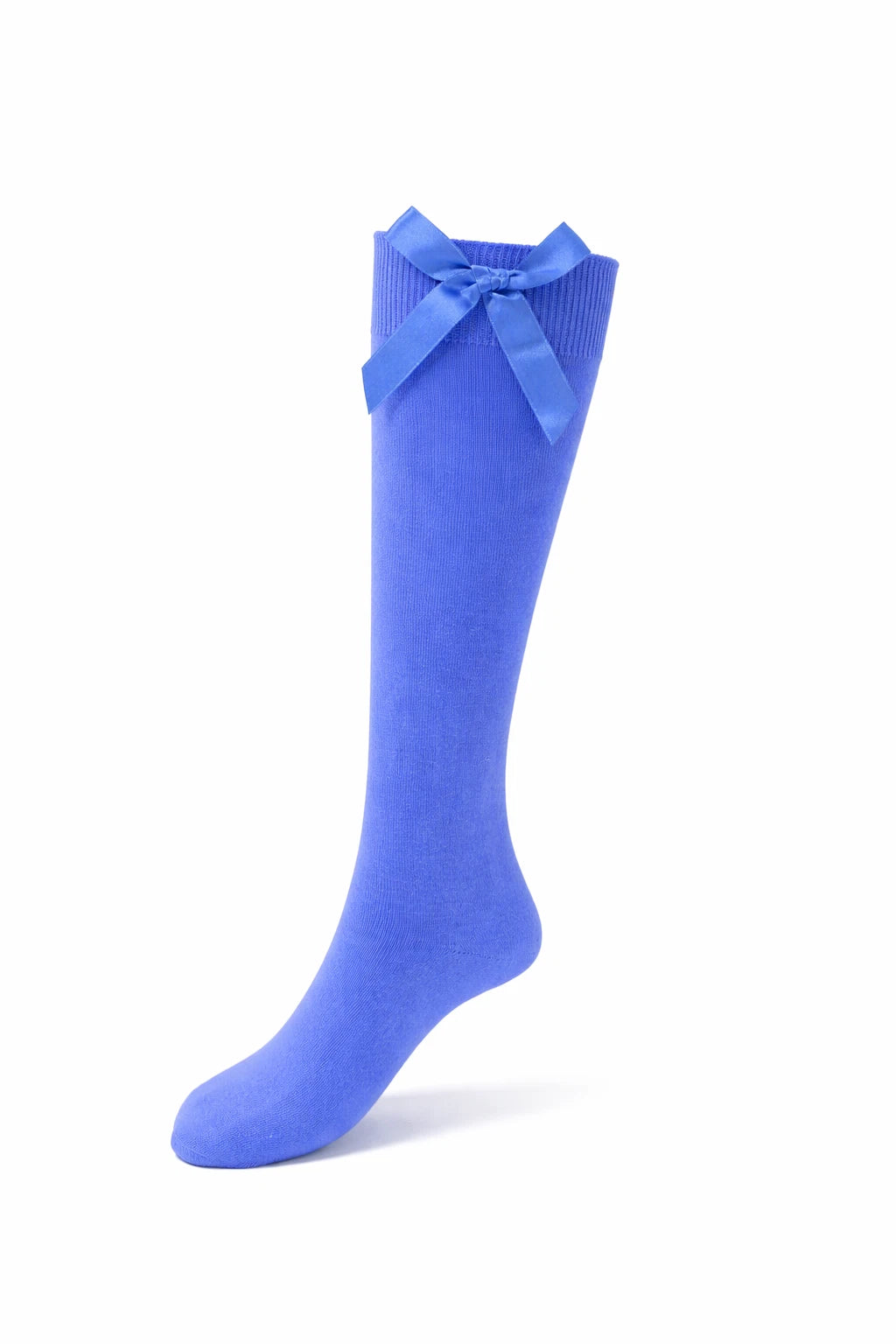 GIRLS KNEE HIGH COTTON LYCRA SOCKS WITH MATCHING BOW.