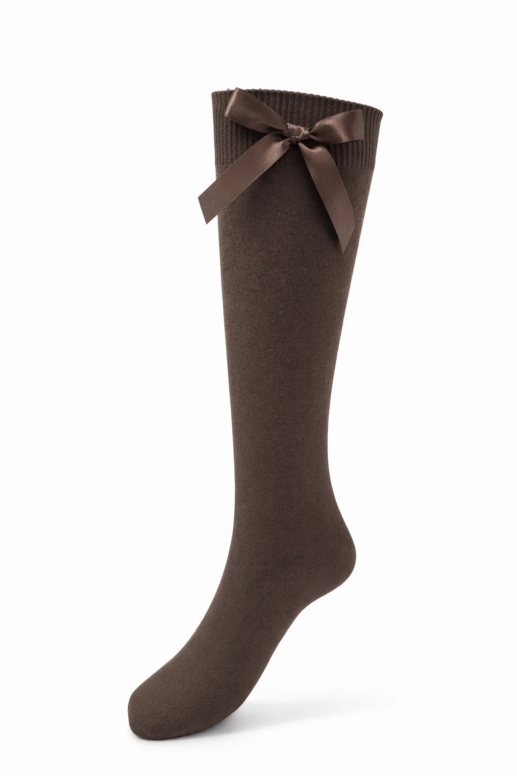 GIRLS KNEE HIGH COTTON LYCRA SOCKS WITH MATCHING BOW.