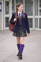 GIRLS KNEE HIGH COTTON LYCRA SOCKS WITH MATCHING BOW.