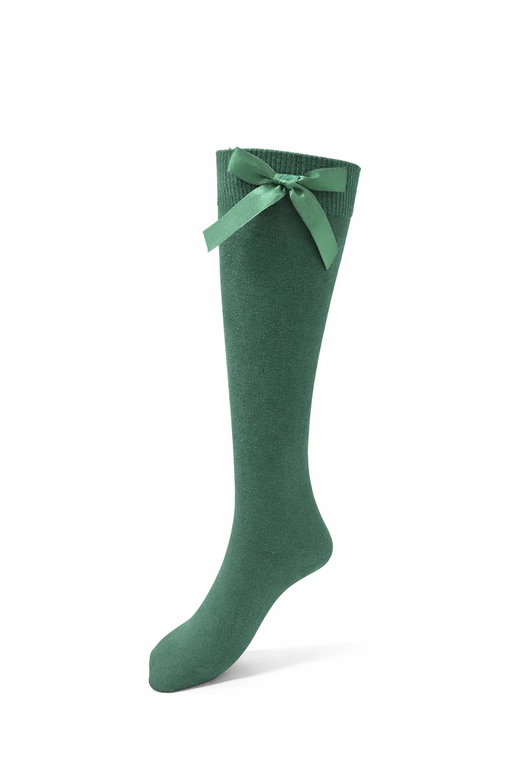 GIRLS KNEE HIGH COTTON LYCRA SOCKS WITH MATCHING BOW.