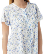 LADIES ROUND NECK FLORAL DESIGN POLY COTTON NIGHTDRESS