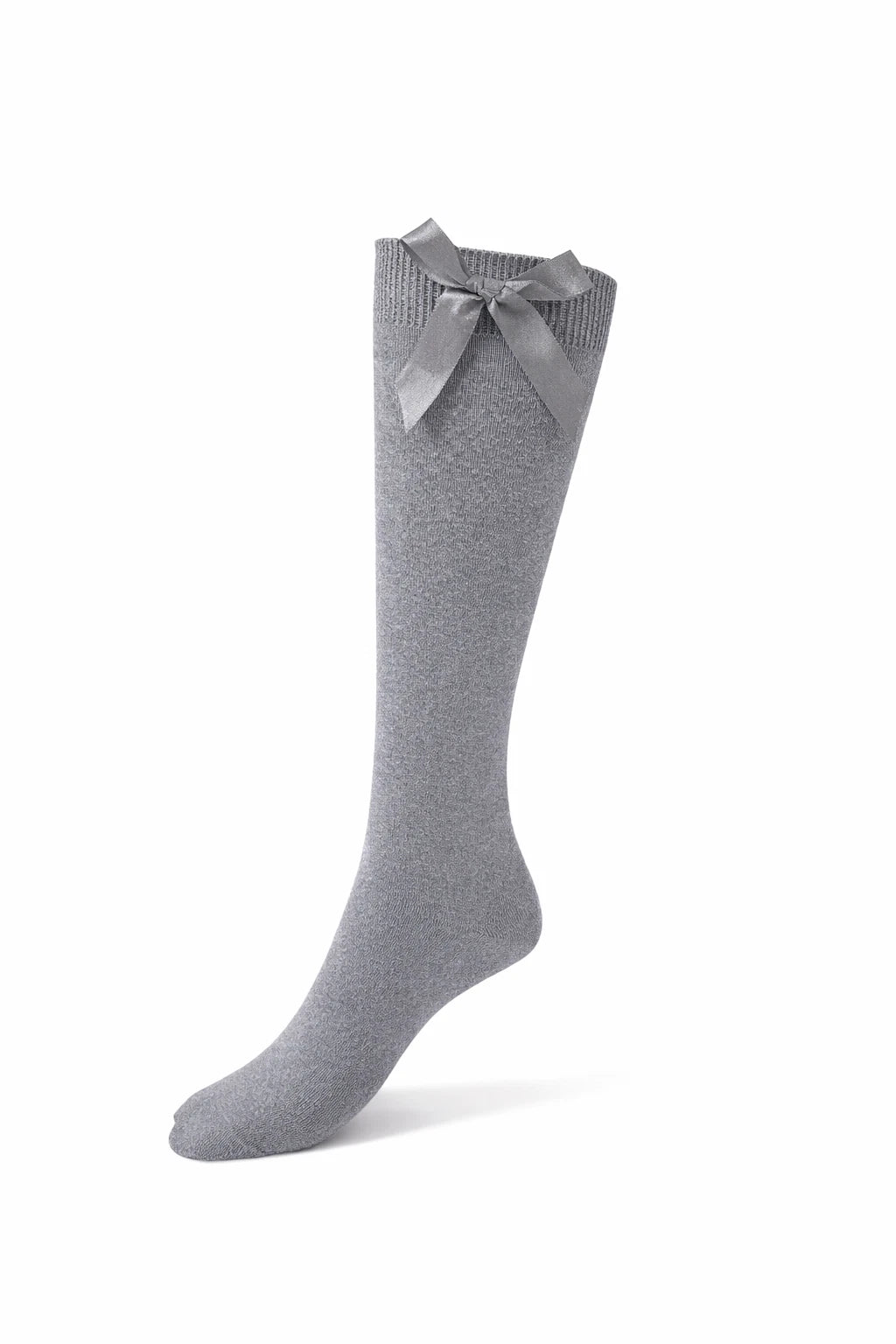 GIRLS KNEE HIGH COTTON LYCRA SOCKS WITH MATCHING BOW.