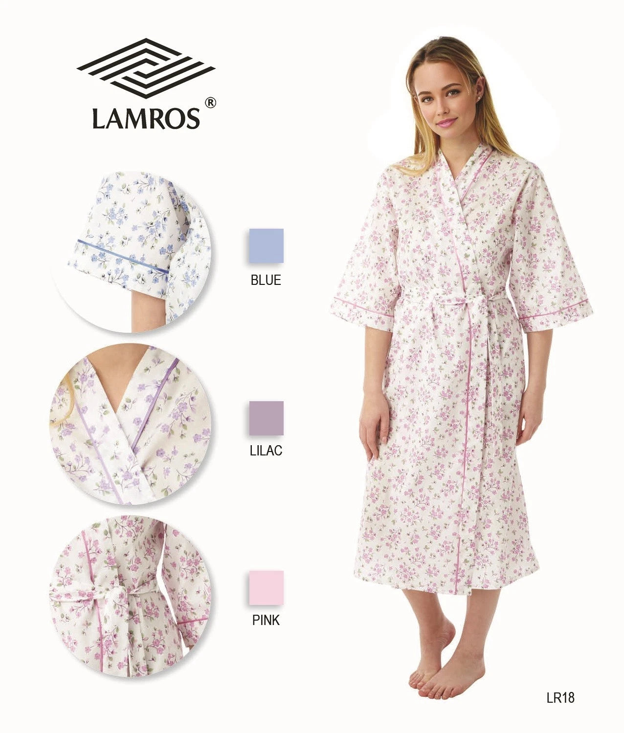 LADIES LAMROS FLORAL DESIGN POLYCOTTON WRAP