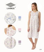 LADIES LAMROS SLEEVELESS FLORAL DESIGN POLYCOTTON NIGHTDRESS.