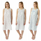 LADIES LAMROS SLEEVELESS FLORAL DESIGN POLYCOTTON NIGHTDRESS.