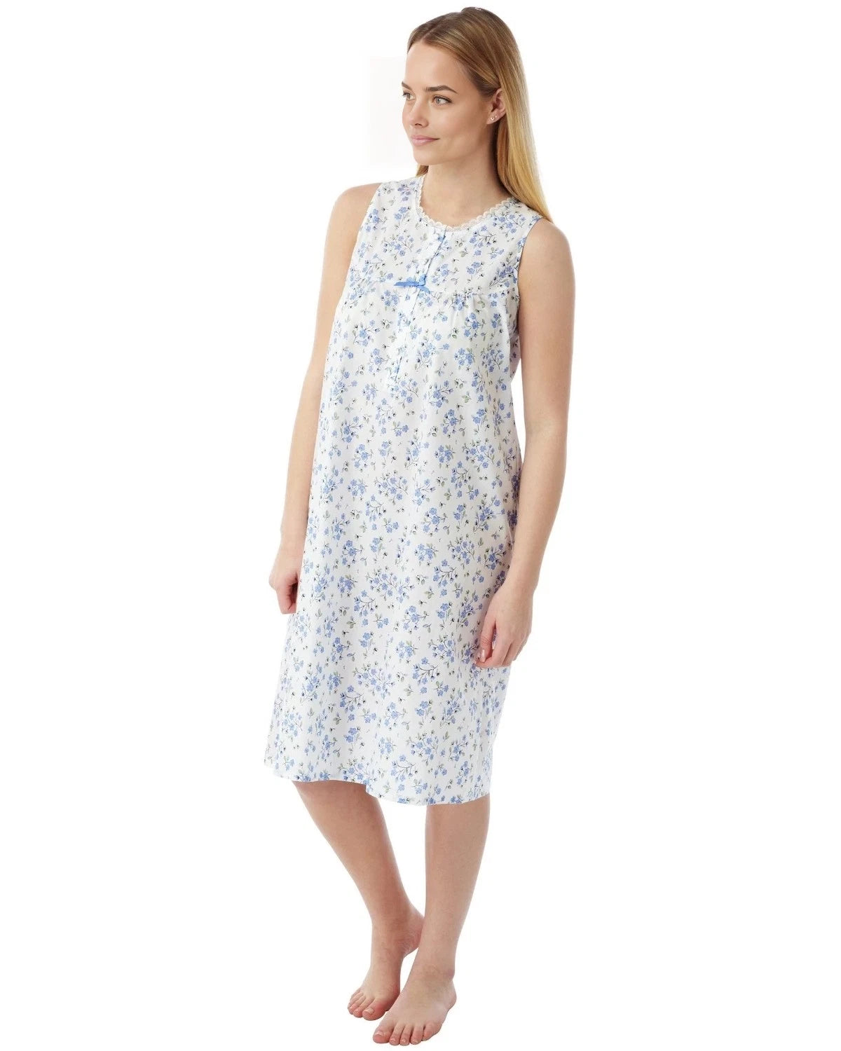LADIES LAMROS SLEEVELESS FLORAL DESIGN POLYCOTTON NIGHTDRESS.