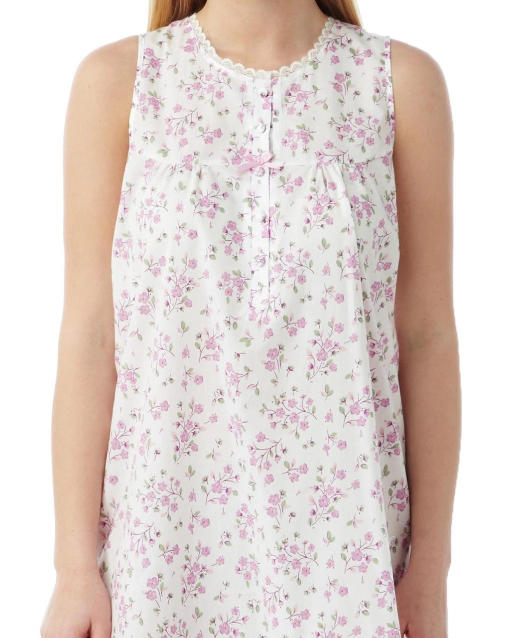 LADIES LAMROS SLEEVELESS FLORAL DESIGN POLYCOTTON NIGHTDRESS.