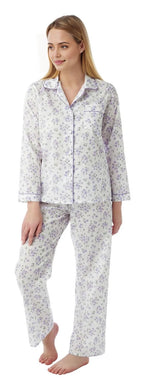 LADIES FLORAL DESIGN LONG SLEEVE POLYCOTTON PYJAMA BY LAMROS